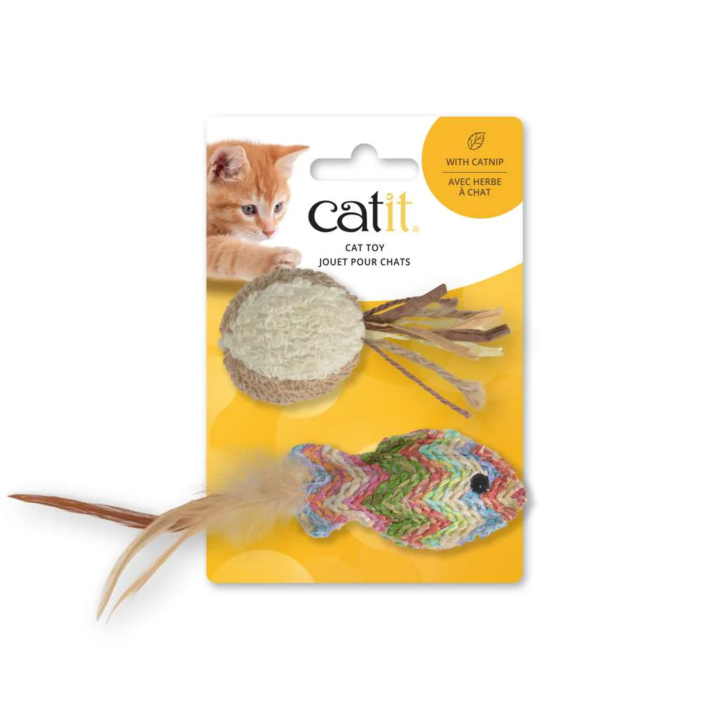 Catit Pez tejido de paja y Pelota de felpa - Image 3